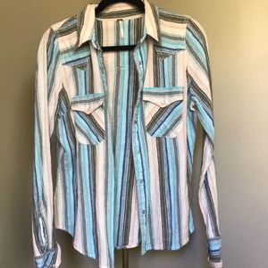 Free People Western Striped button down shirt